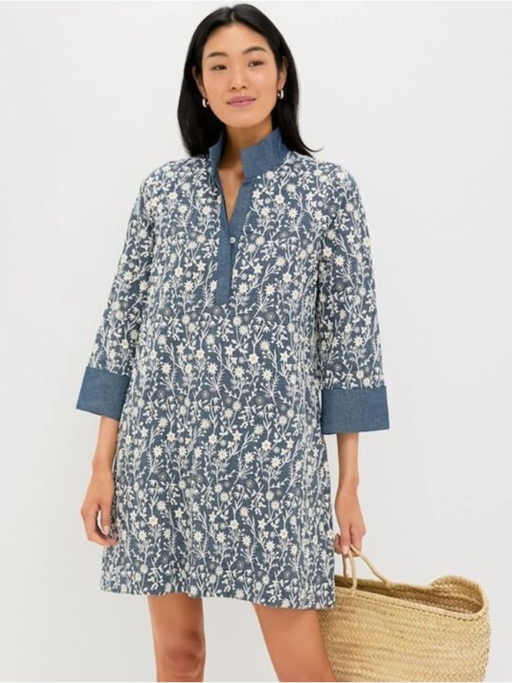 Tuckernuck Embroidered Chambray Wildflower Meadows Megan Dress - Picture 5 of 7